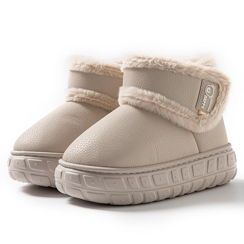 Outdoor Waterproof Bag with Cotton Slippers Women's Winter Home Thick-soled Plus Velvet Warm Cotton Shoes