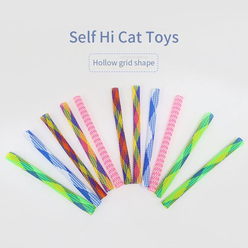 10 Cat Spring Toy Stick Freely Folding Spring Shape Multi-Color Cat Bouncing Kitten Toys Cat Interactive Toys Pet Supplies