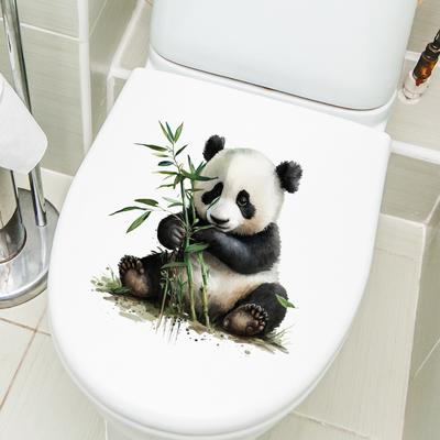 Self Adhesive Cute Cartoon Panda Toilet Lid Sticker for Bathroom Tile Home Decor