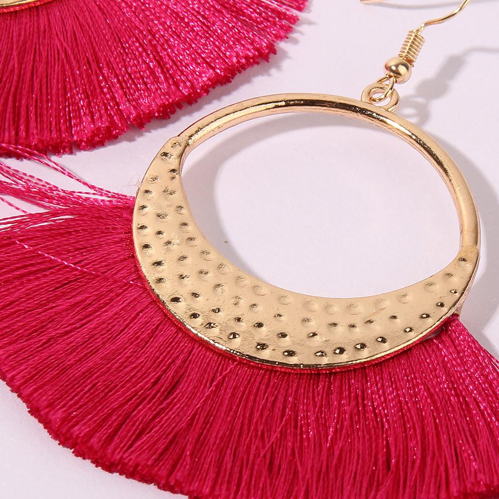 Ethnic Long Artistic Tassel Earrings Alloy Pendant Women Jewelry For Travel