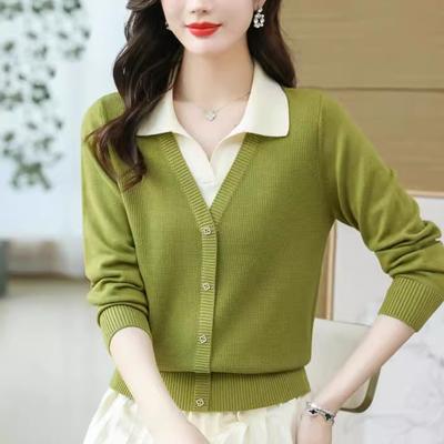 2024 Autumn and Winter Holiday Two-Piece Sweater Women's Pullover Autumn New Style Lapel Fashionable Knitted Bottoming Shirt Fashion