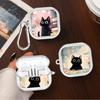 Clear Earphone Cases Cover With Hook Case For Samsung Galaxy Buds Live 2 4 Pro 3 FE 4Pro 3Pro 2Pro Cartoon Black Cat