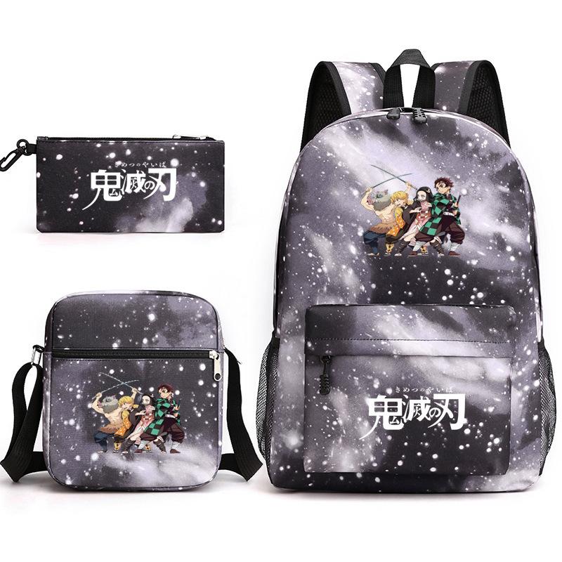 Anime Ghost Destroyer Blade Three-piece School Bag Small Shoulder Pencil Bag Primary and Secondary School Students Backpack