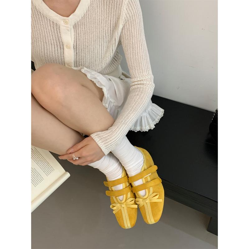 

Новый дизайн спортивная и повседневная обувь на плоской подошве одинарная обувь туфли Мэри Джейн модный бант круглый носок женская 40 жёлтый