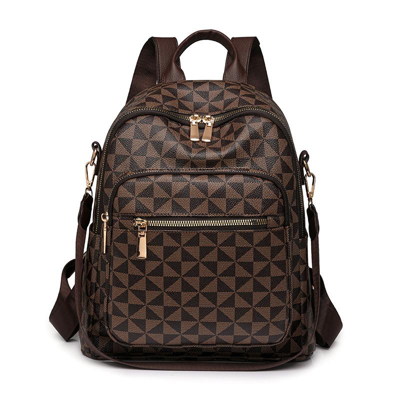 

Модный рюкзак с ретро-принтом букв и большой вместимостью для путешествий коричневый