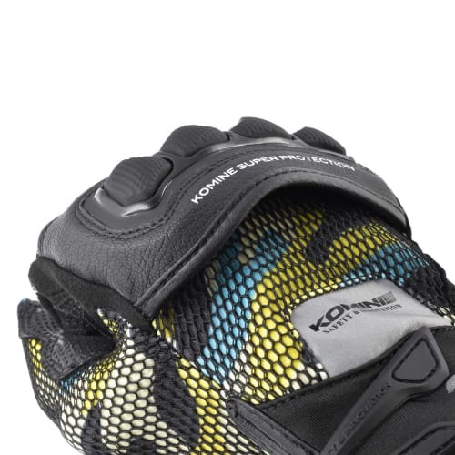 Komine GK-215 Protective 3D Mesh Gloves for Motorcycles Blue Yellow Camo XL