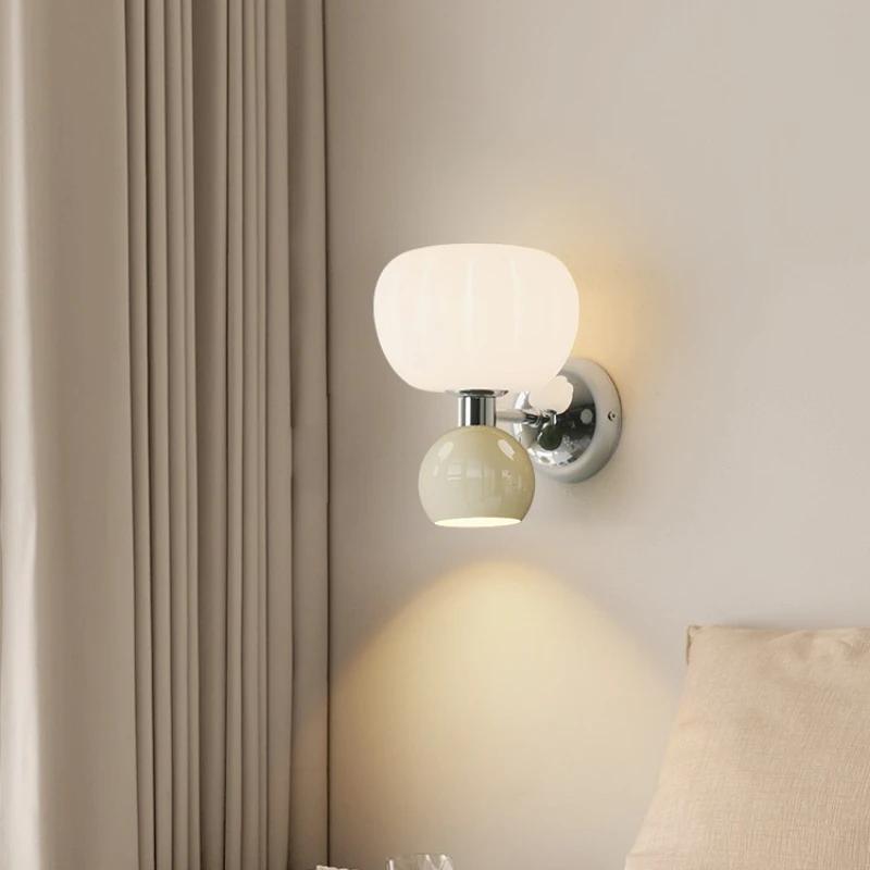 Nordic cream style LED wall lamp pumpkin light G9 bulb bedroom bedside wall lamp study living room dining room lighting fixture