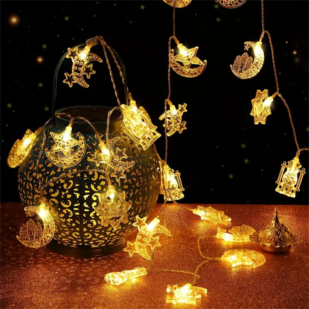 1.5M/3M Moon Star Castle Oil String   Light  Battery Power EID Mubarak Holiday Decoration