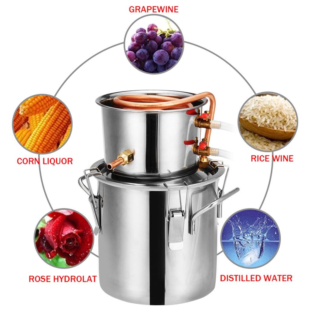 8L/2Gallon Distiller Alambic Moonshine Alcohol Still Stainless Copper Brew Water Wine Brandy Essential Oil Brewing Kit