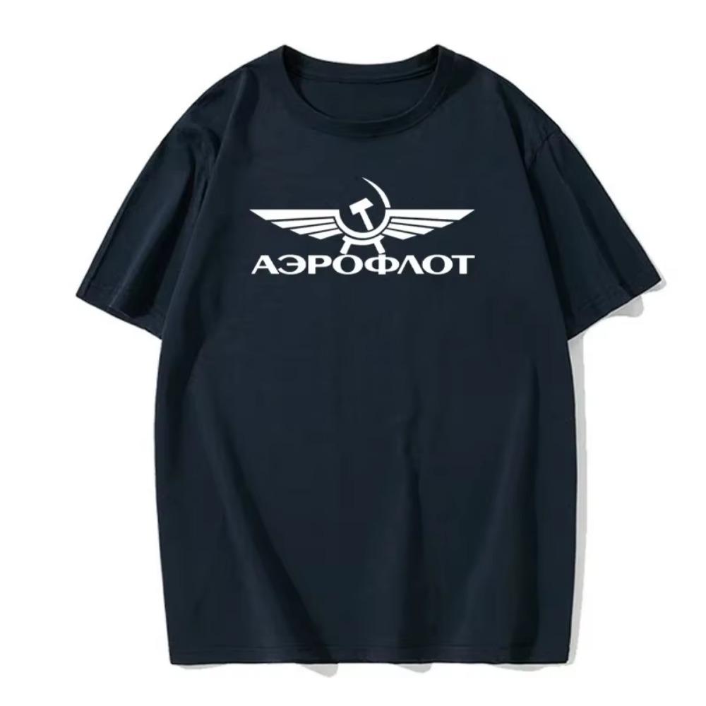 Aeroflot Russian  AviationT-shirt Men's Summer Round Neck European Size Cotton Short-sleeved Fashion Casual T-shirt