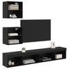 TV Wall Units with LED Lighting 5 Pcs Black Oak Effect