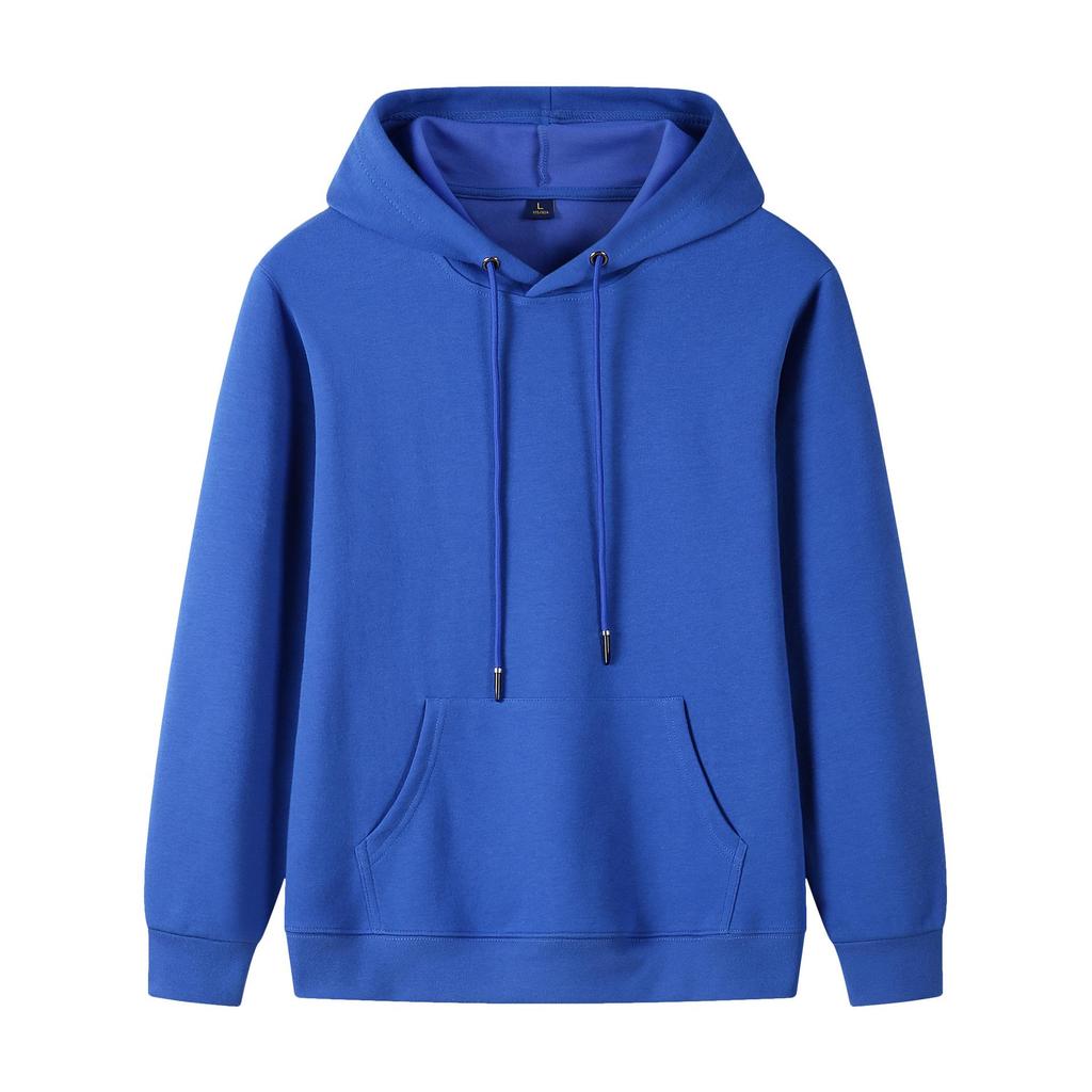Couple's Casual Solid Color Hooded Sweatshirt - Heavyweight 320g Pure Cotton, Long Sleeve, for Spring and Autumn.
