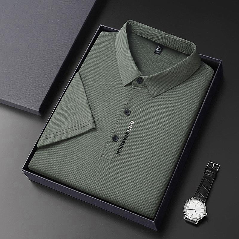 Men's Summer Ice Silk Short Sleeve Lapel T-Shirt - Versatile, Trendy, Cool, and Casual.