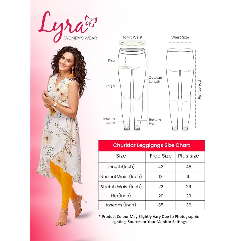 Lyra Women Regular Fit Solid Premium Cotton Churidar Leggings | Mid-Waist | Fashionwear Multicolour Large L