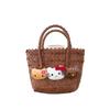 Summer 2025 Cartoon Cat Handbag - Handmade Imitation Rattan Woven Basket for Single Shoulder Use