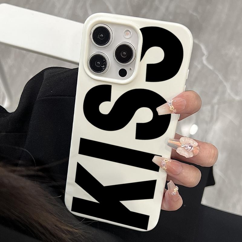 Personalized English Letters Kiss Phone Case For iPhone 17 16 Pro 15 14 Plus 13 12 11 Pro Max 16e 17 Air Shockproof Soft Cover