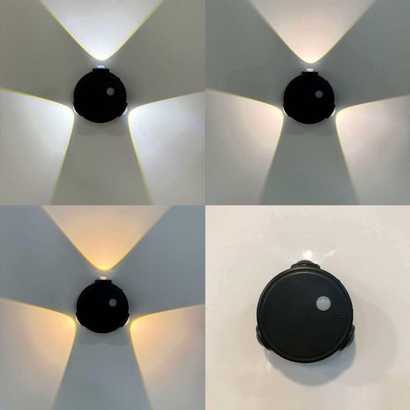 Smart Rgb Gradient Four Head Night Light Magnetic Motion Sensor Rechargeable Wall Lamp For Bedroom Bathroom Closet Garden Home