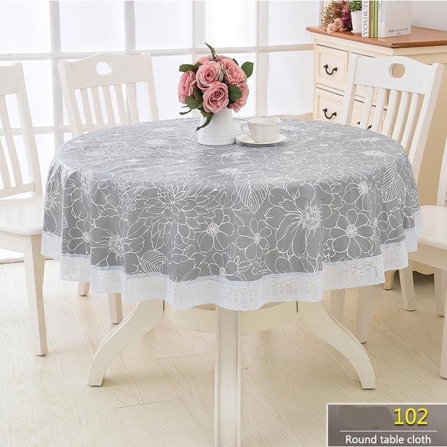 Flower Round Table Cloth Waterproof Pastoral Pvc Plastic Kitchen Tablecloth Oilproof Decorative Elegant Fabric Table Cover