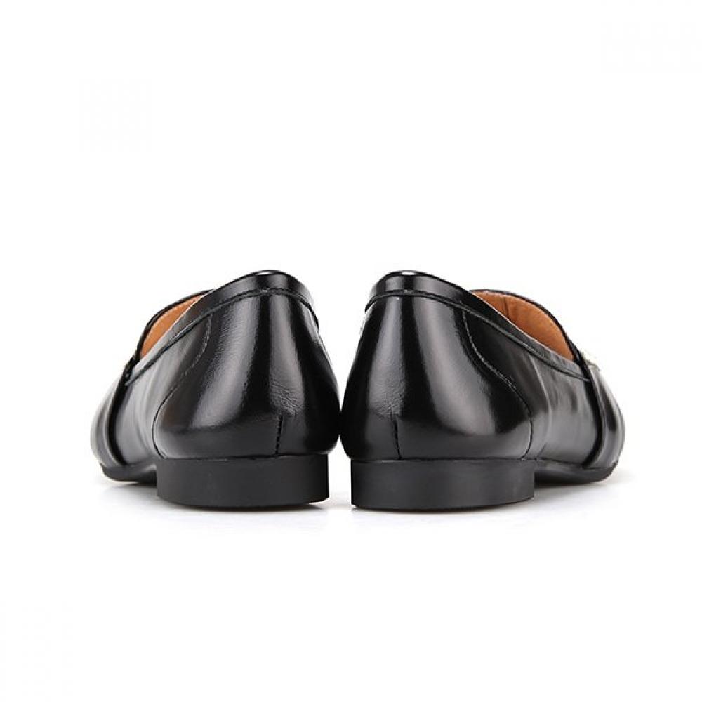 Barbara Cowhide Pearl Detail 2cm Women S Loafer Bbh553bk