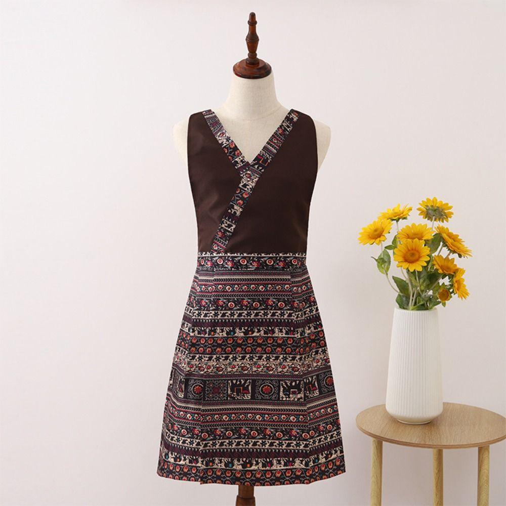 

Национальный стиль Ретро фартуки Защита от загрязнений Плиссированная юбка Взрослые фартуки на талию Дышащие Домашняя кулинария Фартуки для кофейни Женские