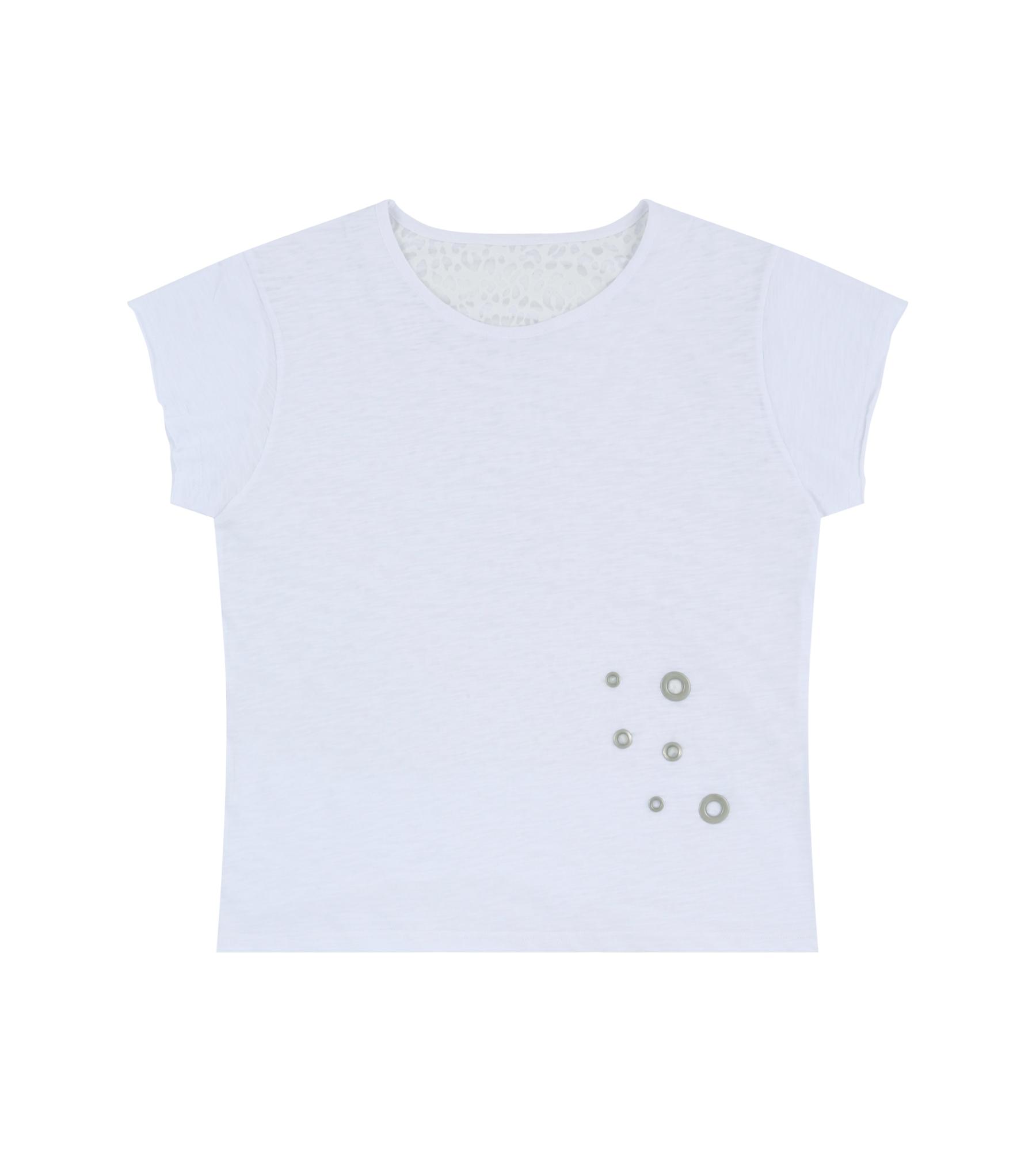 Aldue Grunge Claw Leopard Eyelet Tee (White) White