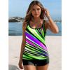 Women's Swimwear Tankini 2 Piece Swimsuit  Stripe Pattern Print Vacation Bathing Suits