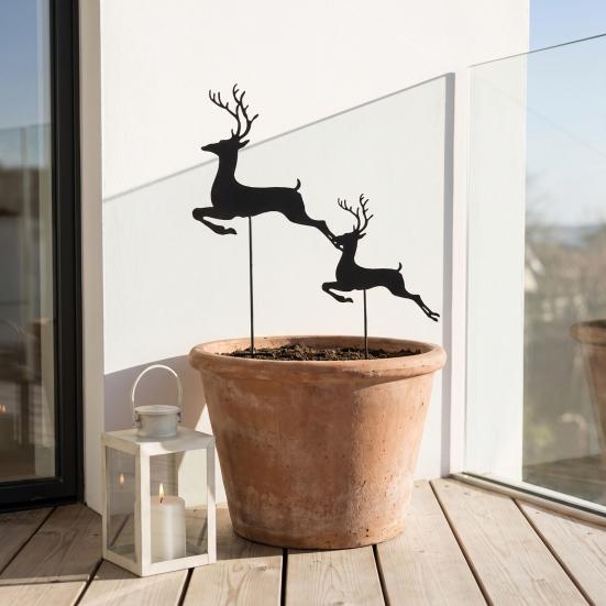 Waterproof Garden Stake 2Pcs/Set Christmas Elk Stake, Black Reindeer Silhouette Yard Art, Holiday Decorative Stakes Deer Flower Bed Sign for
