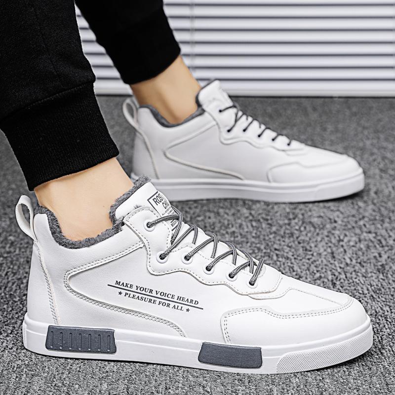 Warm Winter Trend Men's Hightop Cotton Sneakers Male Students Walking Running Casual Skateboard Shoes Leather Boots