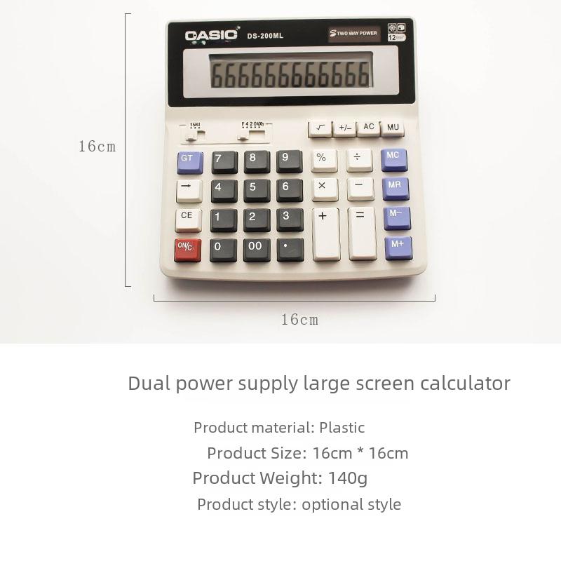 Dual-Power Electronic Solar Calculator with 200ML Display