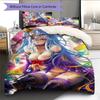 Anime-Muster Bettwäsche Steppbettdecke Set Bettbezug Kissenbezug Heimdekoration Geburtstagsgeschenk (1 Bettbezug + 2 Kissenbezüge, ohne Füllung)