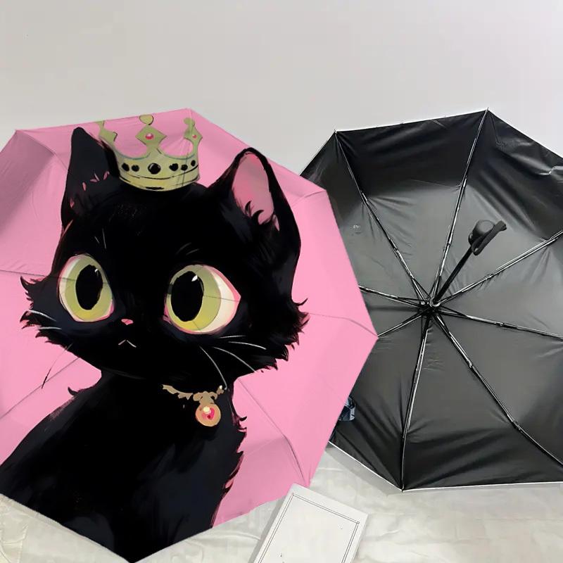Royal Kitty Umbrella: A Charming Companion for Outdoor Adventures, Featuring Auto-Open/Close Mechanism and Lightweight Design - Perfect as a Gift