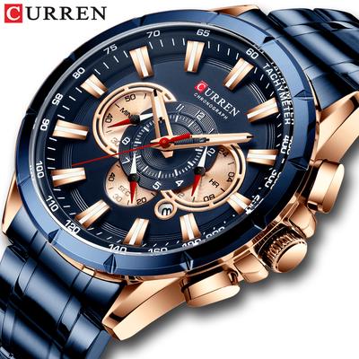 CURREN 8363 Uhr Quarz Herren Armbanduhr Uhren mit Edelstahlarmband Drei Hilfszifferblätter Kalenderanzeige Wasserdicht