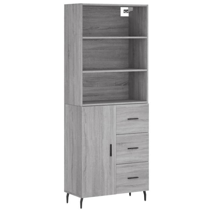VidaXL Highboard Sonoma Grey 69.5x34x180 Cm Engineered Wood 3189467