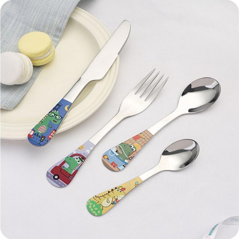 1/4Pcs Animal Cartoon Cute Fork Stainless Steel Children Spoon Fork Children Kids Cutlery Set Tableware Dinnerware Supplies Gift