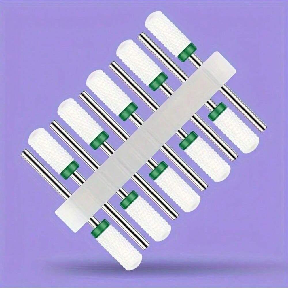 10pc/Set Ceramic Milling Cutter Nail Drill Bits Burr Gel Polish Remove Tools Cuticle Electric Manicure Files Kit Accessories