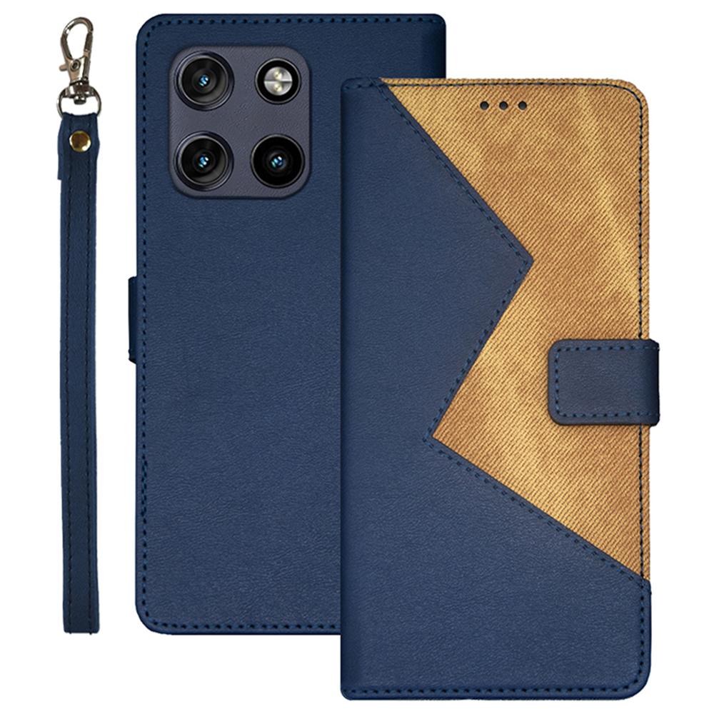 

IDEWEI For Motorola Moto G Stylus 5G (2025) Case Card Slots Splicing Color Leather Phone Cover Blue