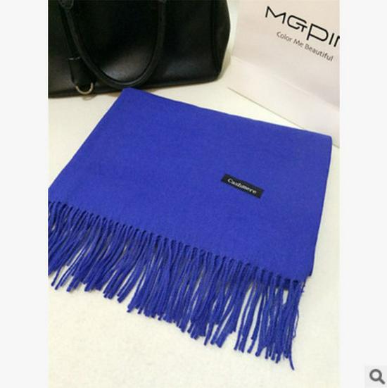 

Длинный шарф-кисточка из кашемира в Корейском стиле унисекс - однотонный, шаль на осень/зиму 200x70 cm