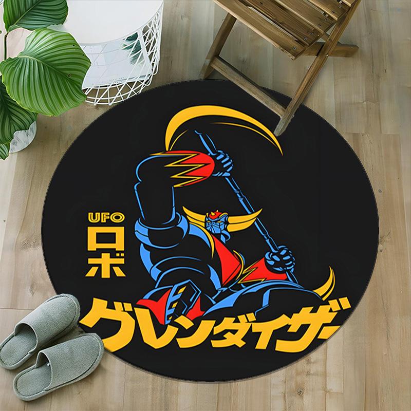 1pc UFO Robot Grendizer2 Print Round Carpet Chair Round Carpet Suitable for Bedroom Living Room Home Decorative Carpet
