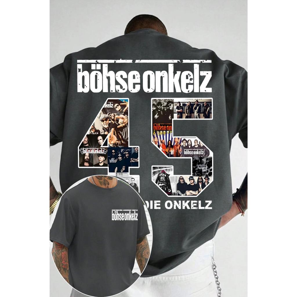 Camiseta Gráfica do Rapper BÖHSE ONKELZ para Homens Mulheres Hip Hop Moda Música Pop Camiseta Masculina Casual Vintage Camiseta Streetwear