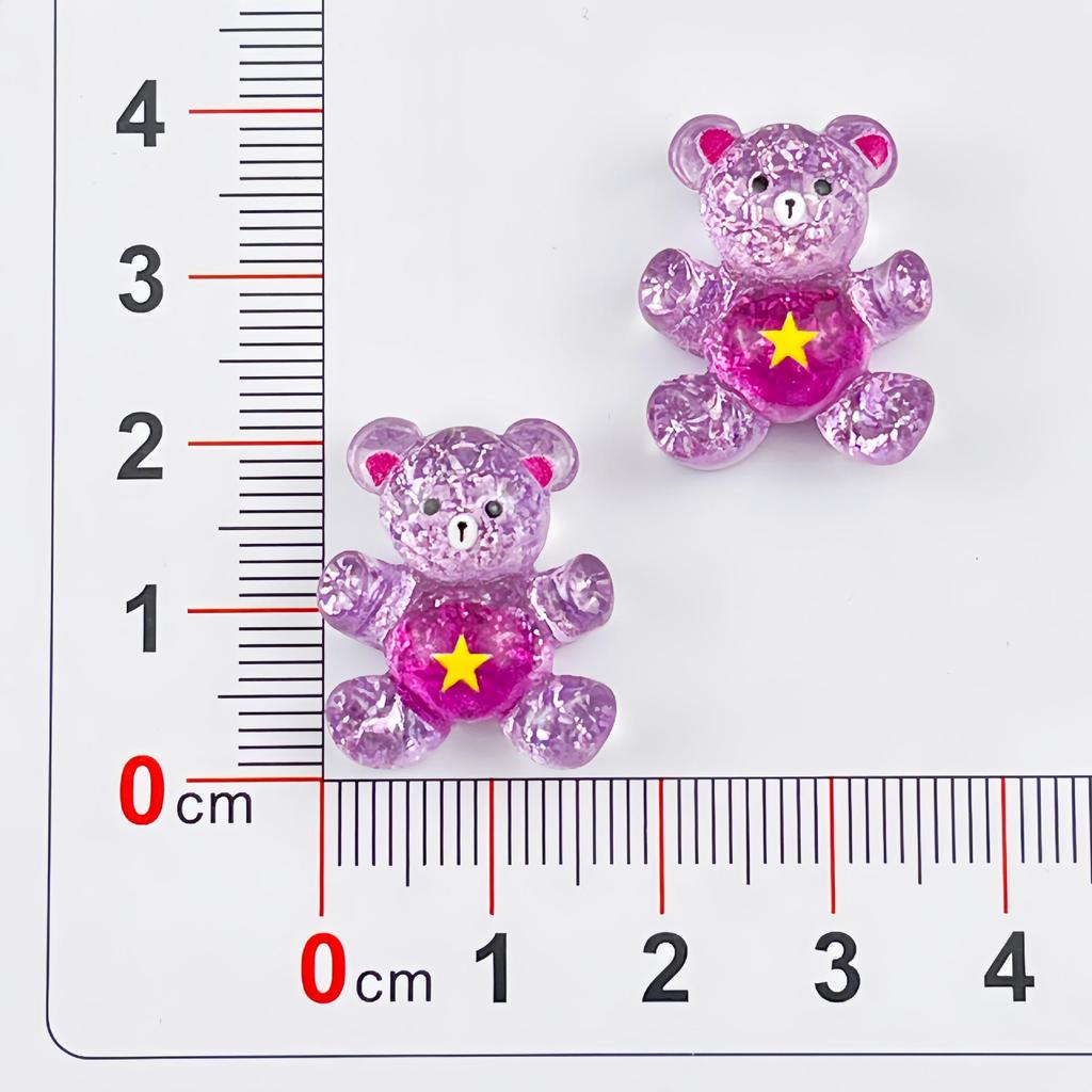 Cartoon Glitter Bear Resin Accessories: DIY Hair Clips, Ties, Crocs Charms, Magnets & Phone Case Decor