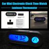 Compact Digital Car Clock - Luminous with LCD Backlight - Thermometer, Time Display, Car Interior Accessory