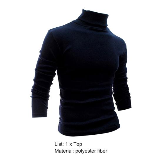 Men Shirt Solid Color Long Sleeves Slim Fit Breathable Basic Soft Half-high Collar Elastic Anti-shrink Autumn Tops Daily Clothes