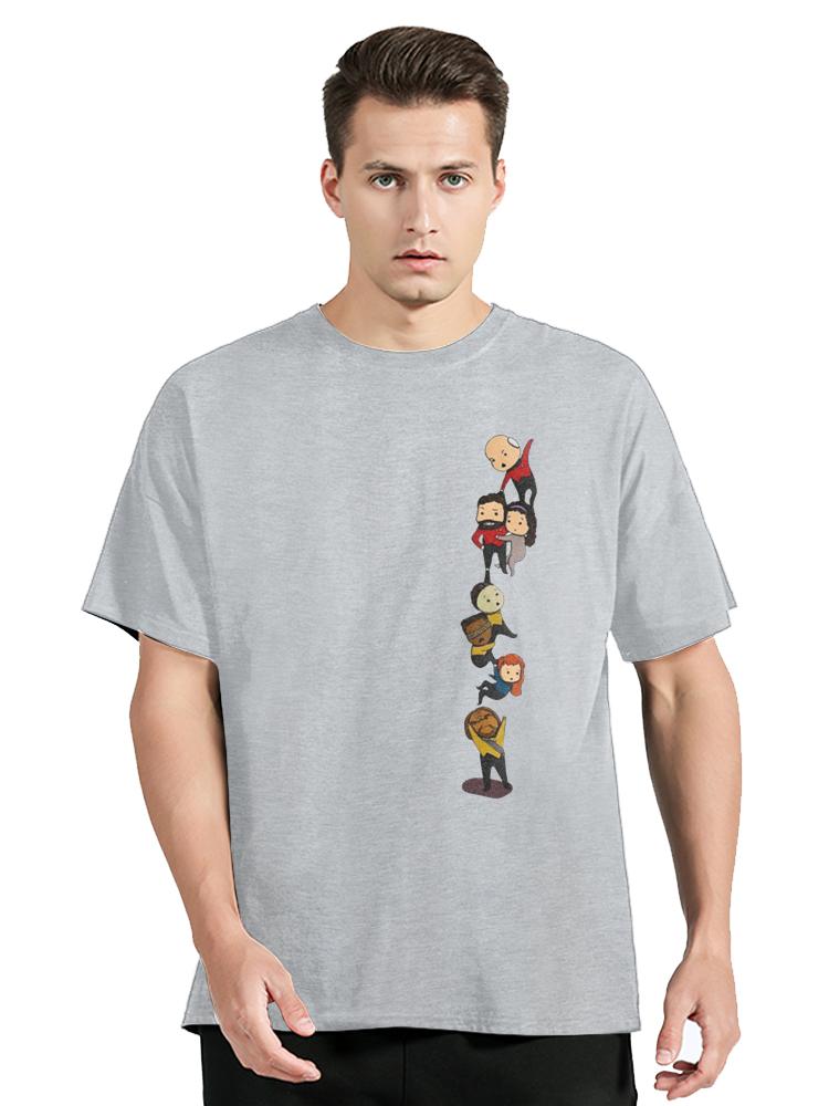 Rolig TNG Besättning Chibi Stil Grafiskt Tryck T-shirt Merchandise Vintage 100% Bomulls T-shirt Star Treks The Next Generation T-shirt