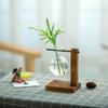 Minimalist Glass Vase with Wooden Stand for Pothos Plants – Hydroponic Desktop Ornament