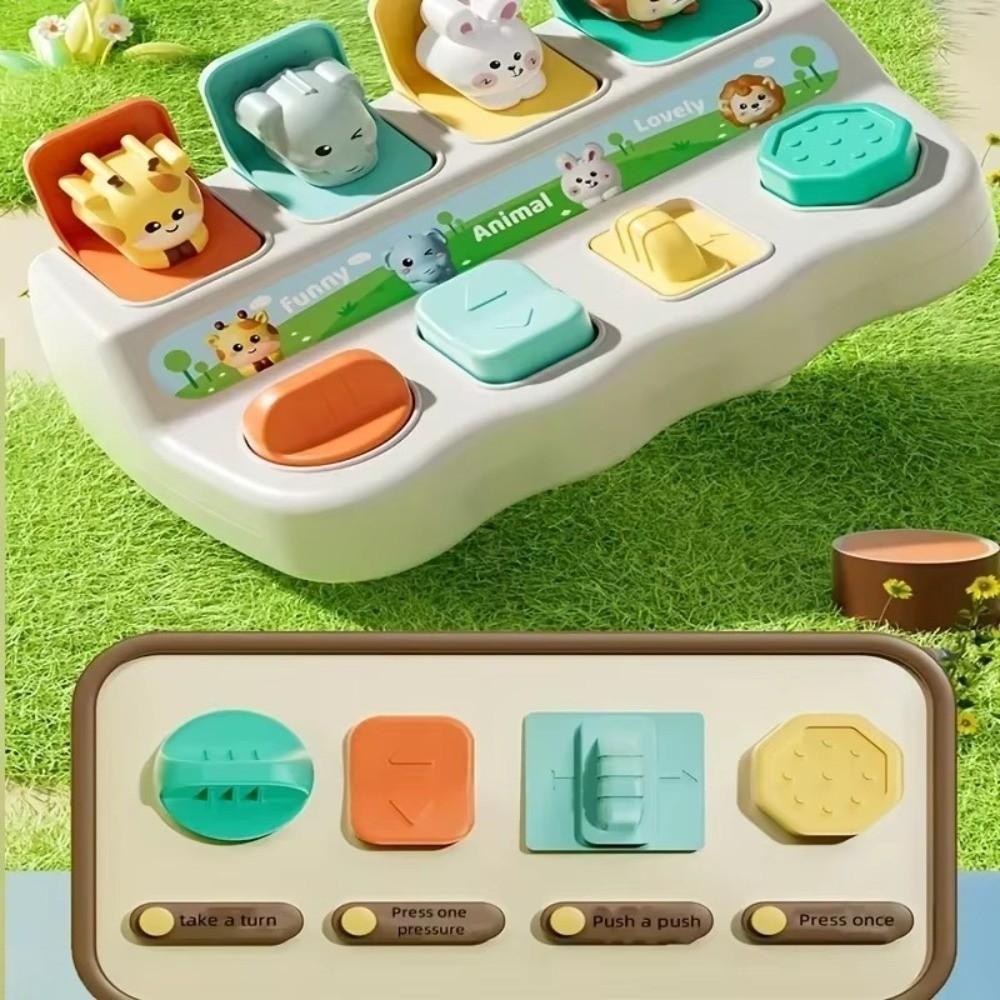 Random Color Pop Up Animals Toy Colorful Buttons Early Education Cognitive Training Toy Interactive Learning Play Educational