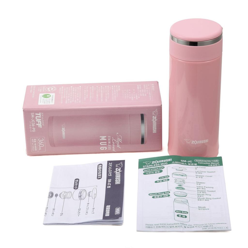 ZOJIRUSHI Stainless Steel Mug 360ml Pearl Rose SM-JC36-PG