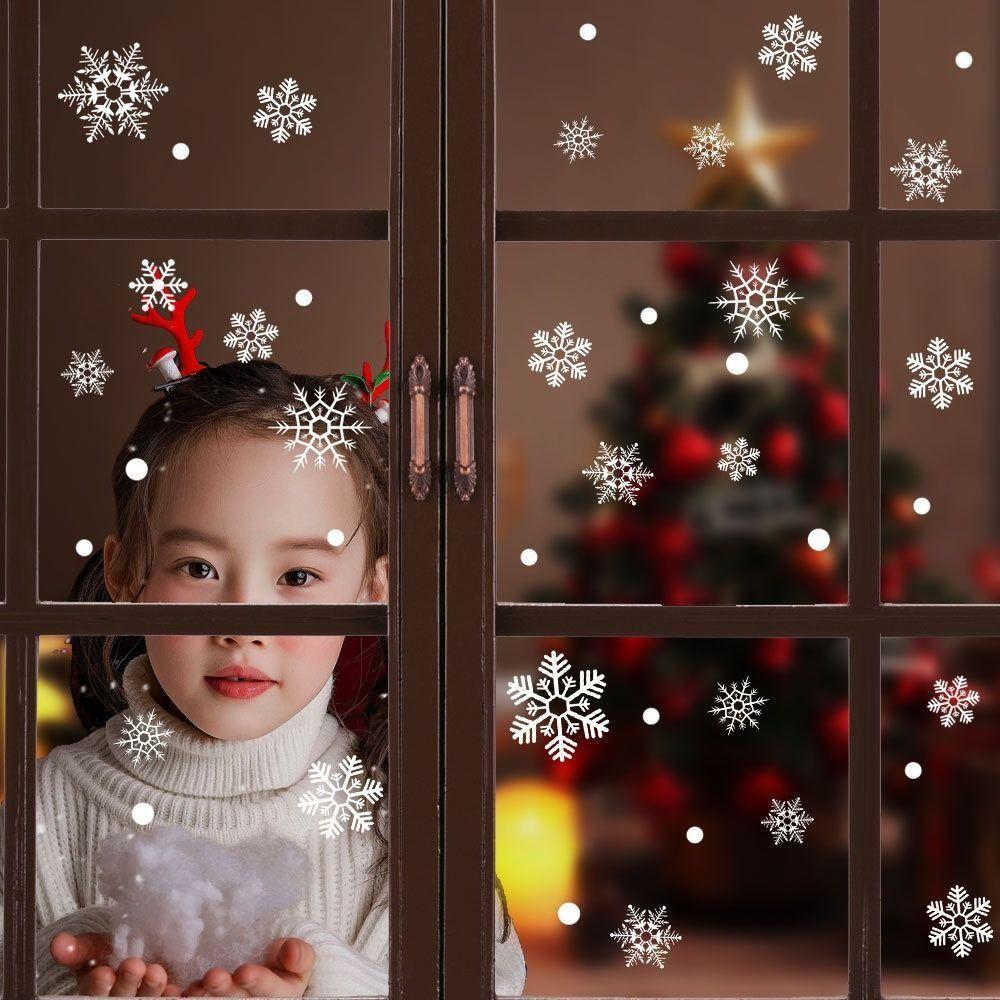 Merry Christmas Decal Stickers Clings Decal Electrostatic Sticker Christmas Windows Snowflakes