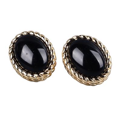 Vintage Agate Ear Stud Copper Plating 18k Gold Black Agate Ear Stud Exquisite Earings for Women