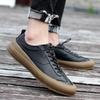 2024 New Two-layer Cowhide Board Shoes Low Top Men's Shoes Summer Casual Black White Leather Flat Shoes Lace-up  Male Sneakers