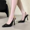 Liyke Fashion Pantofi cu Toc pentru Femei cu Cataramă Mare Eleganți cu Vârf Ascuțit Slingback Stiletto Tocuri Înalte Pantofi de Modă de Primăvară Vară Sandale Negre
